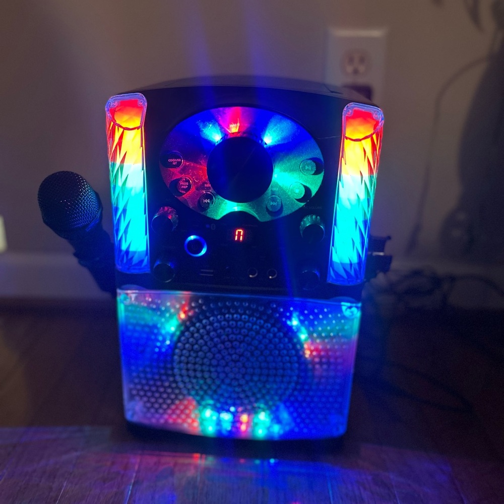 Colorful LED Karaoke Machine with Microphone